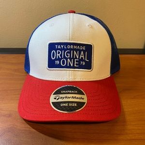 Taylormade ORIGINAL ONE TRUCKER HAT (White, Red and Blue) (One Size Fits All)